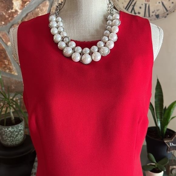 PLAZA South Petite Sleeveless Ruffle Hem Dress Size 10P Red - Picture 2 of 8